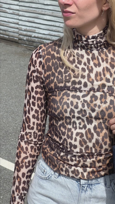 Printed Mesh Long Sleeve - Leopard