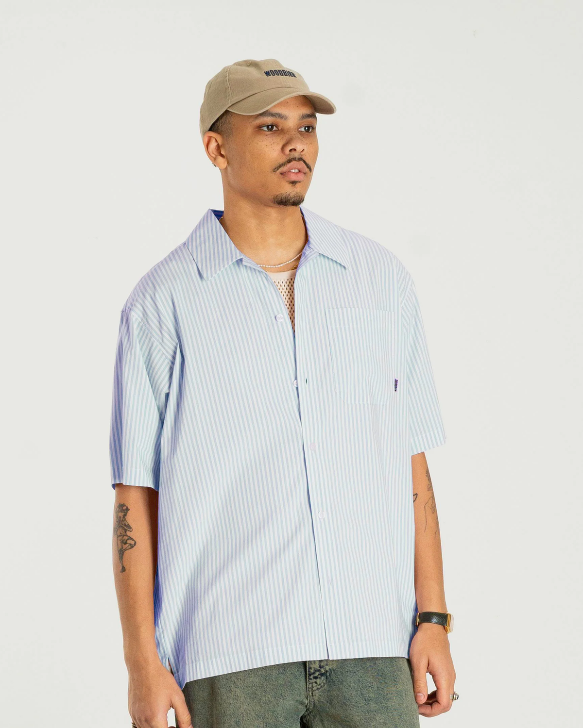 Banks Stripe Shirt - White / Light blue