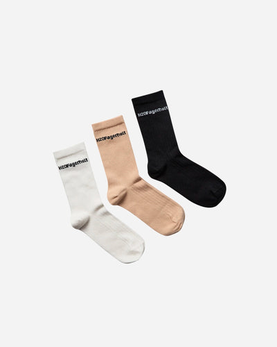 Rib Socks - Black/Creamy White/Creamy Grey