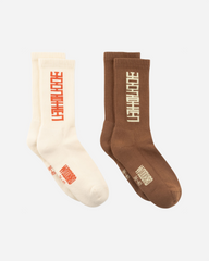 Tennis Sign Socks 2 pack - Off White-Brown