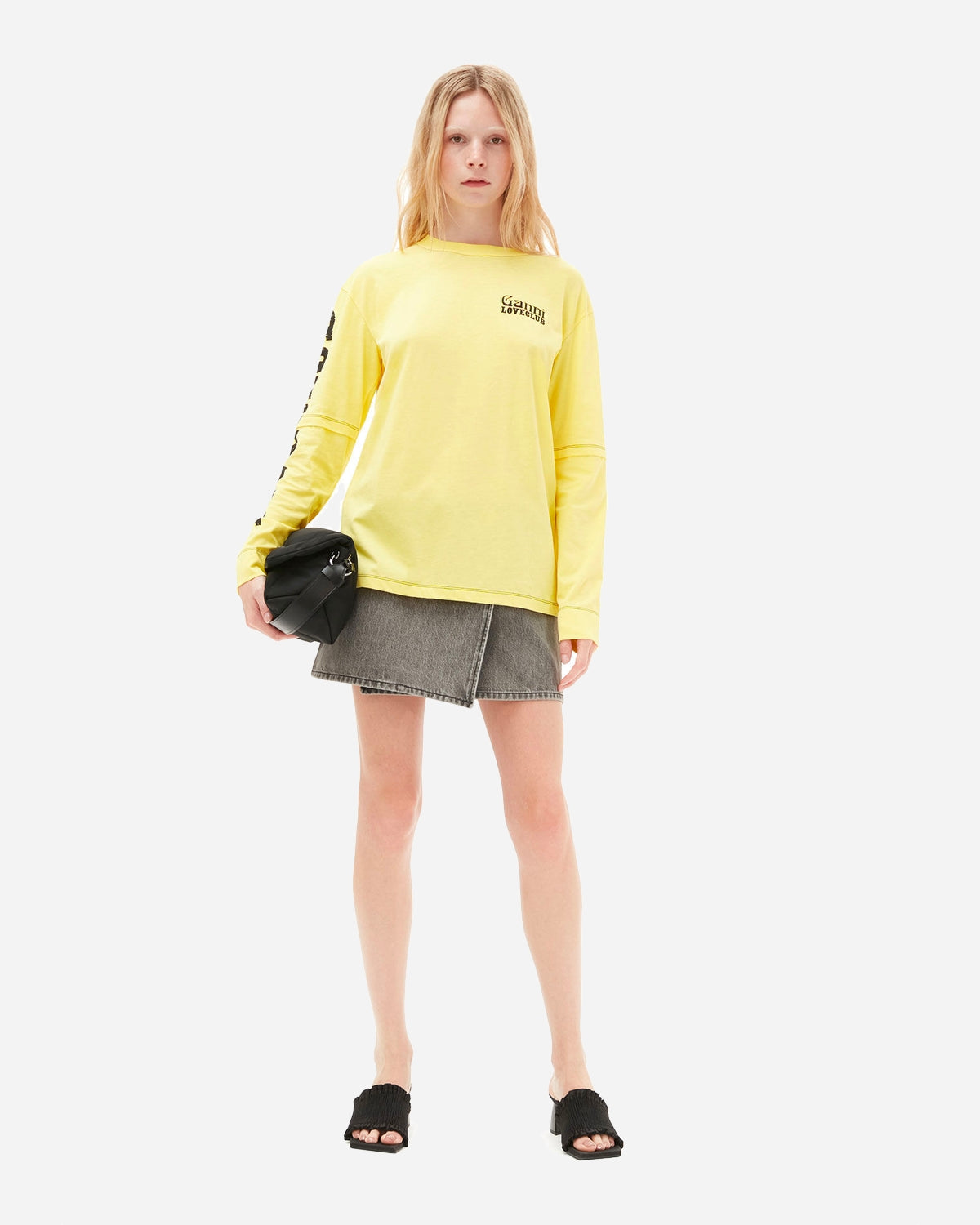 Light Jersey Layered Long Sleeve T-shirt - Lemon Zest - Ganni - Munkstore.dk