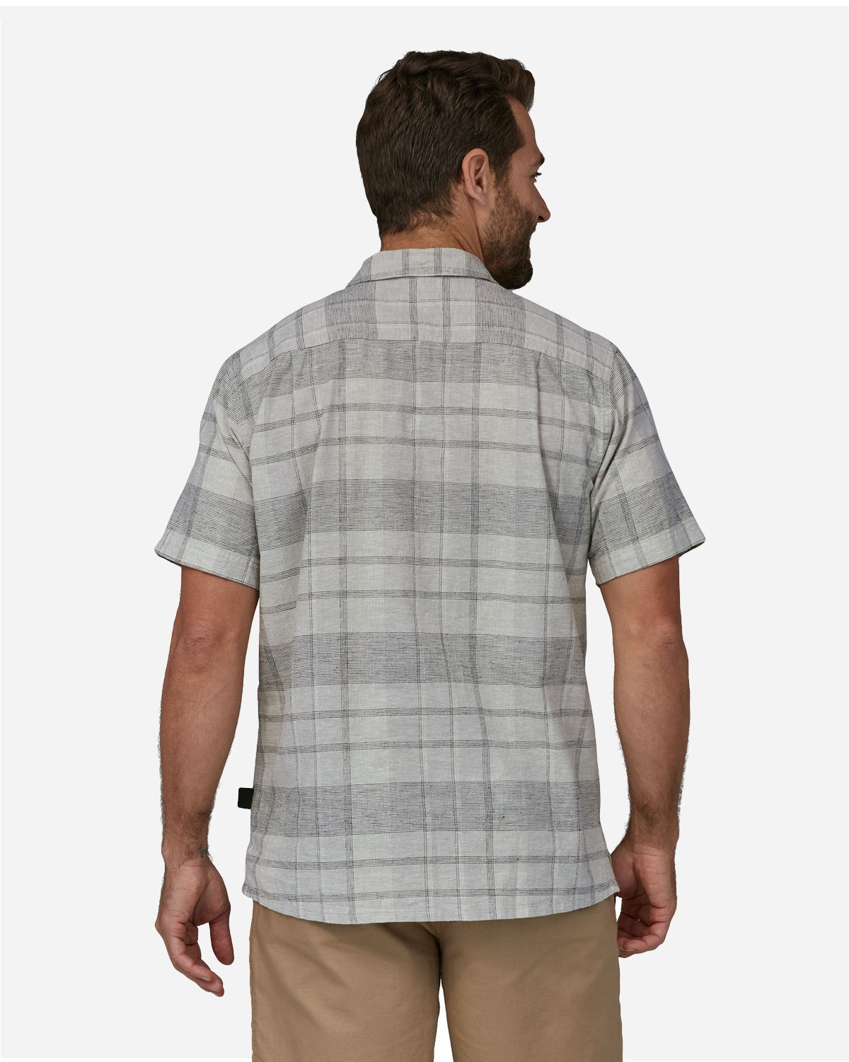 M's Back Step Shirt - Shore Plaid/Salt Grey - Patagonia - Munkstore.dk