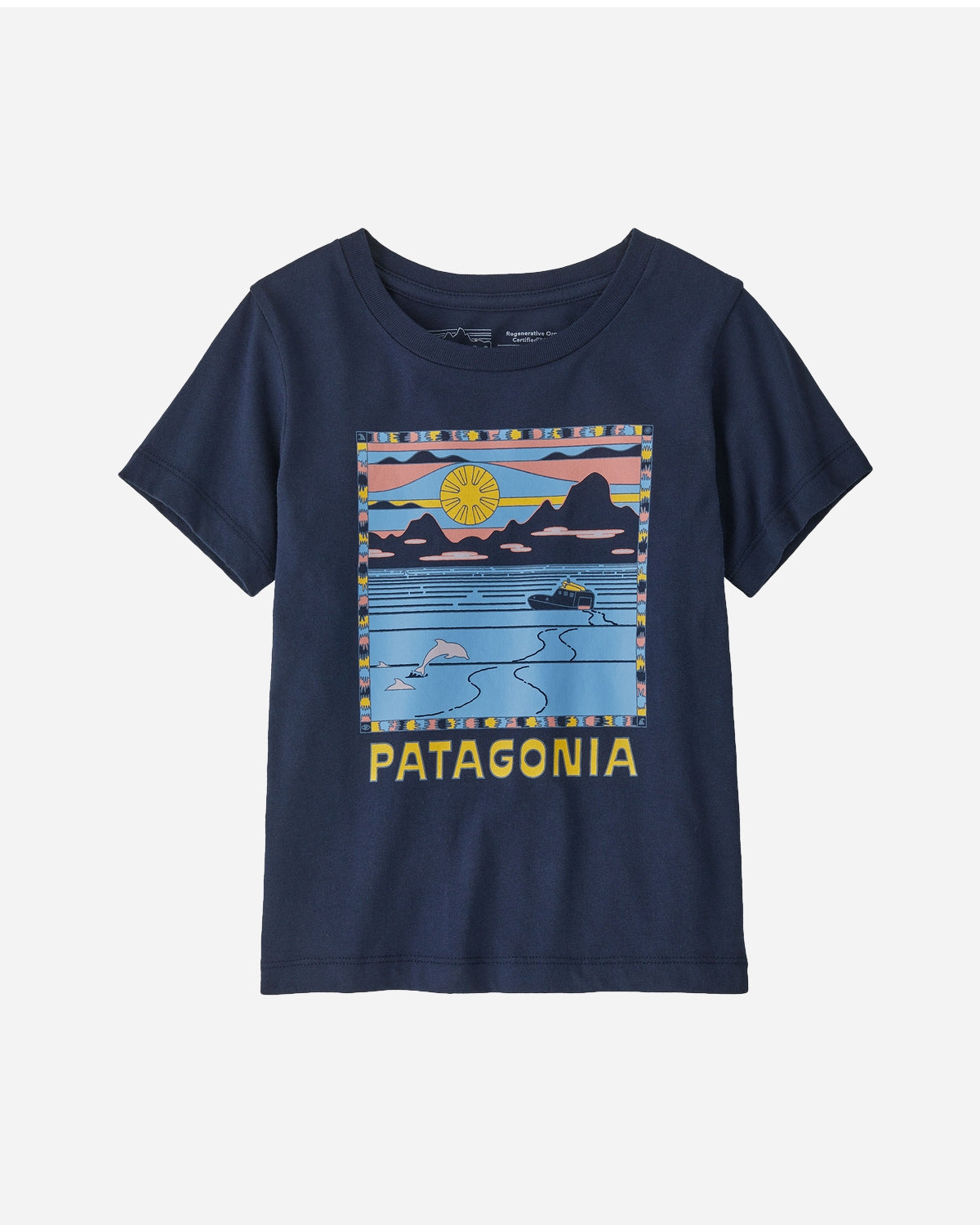 Kids Regenerative Graphic T-Shirt - Summit Swell/New Navy - Patagonia - Munkstore.dk