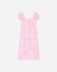 Broderie Anglaise Midi Dress - Pink Tulle