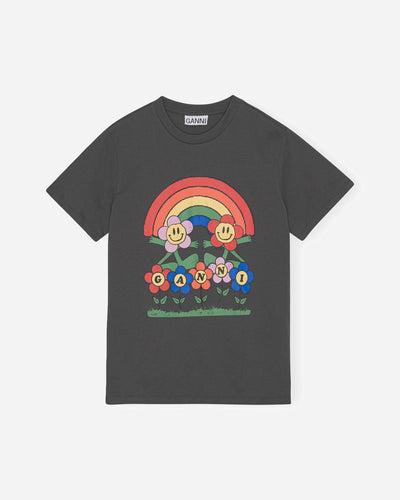 Basic Jersey Rainbow Relaxed T-shirt - Volcanic Ash - Ganni - Munkstore.dk