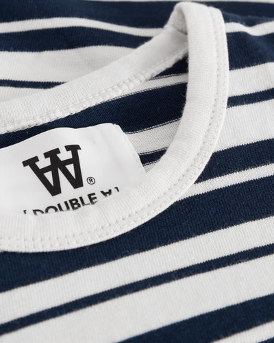 Kim Stripe Junior Long Sleeve - Off-White/Navy Stripes - WOOD WOOD - Munkstore.dk