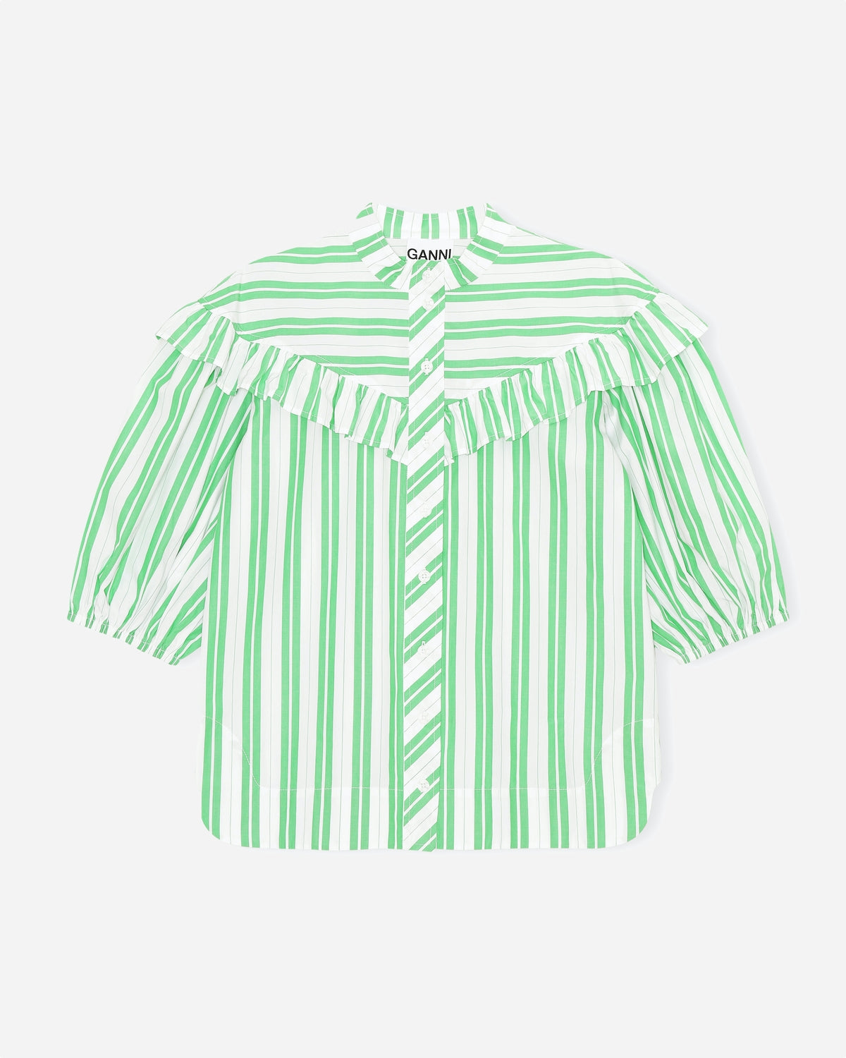 Frill Shirt - Kelly Green - Ganni - Munkstore.dk