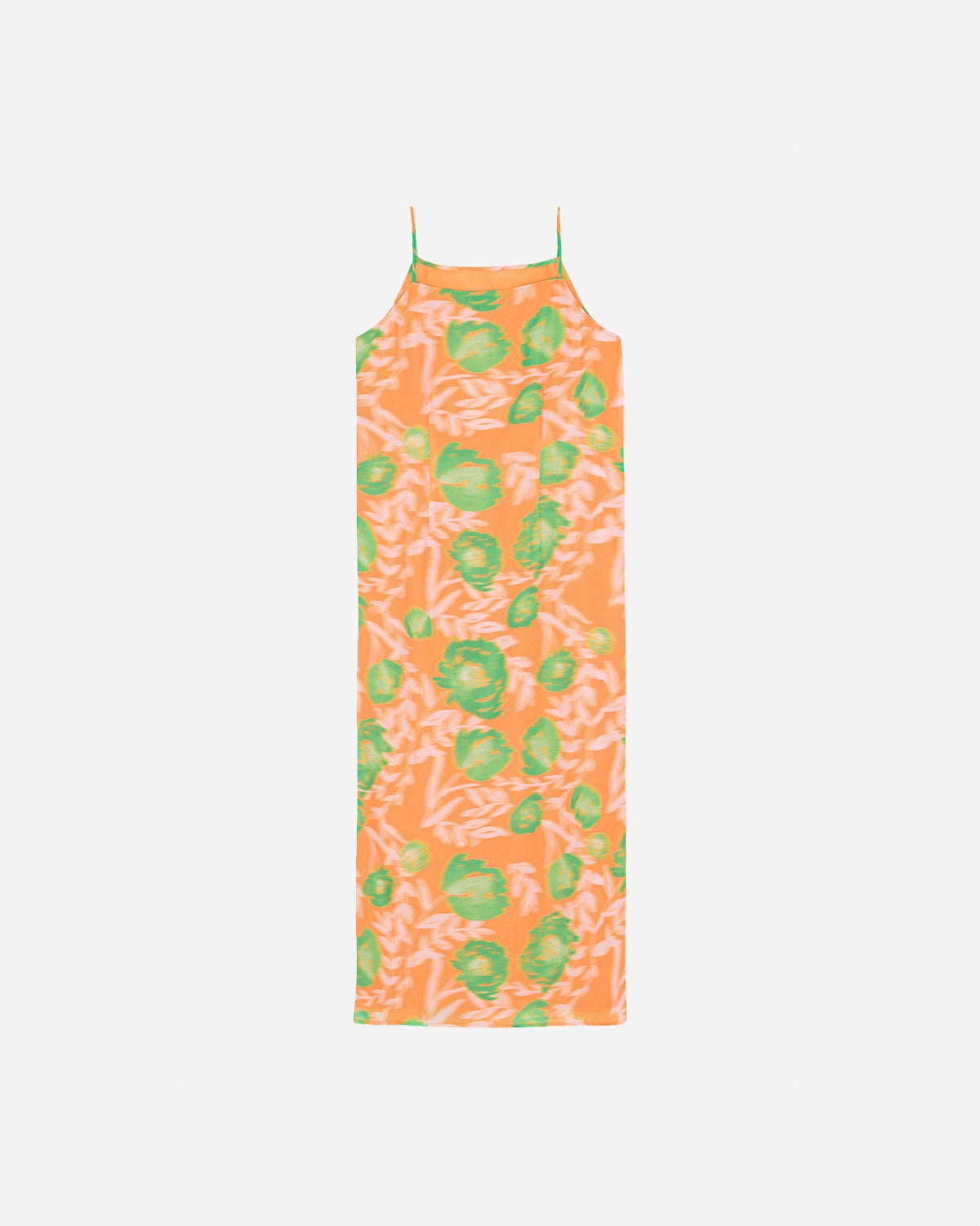 Printed Light Crepe Slip Dress - Vibrant Orange - Ganni - Munkstore.dk