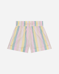 Stripe Cotton Elasticated Shorts - Multicolour
