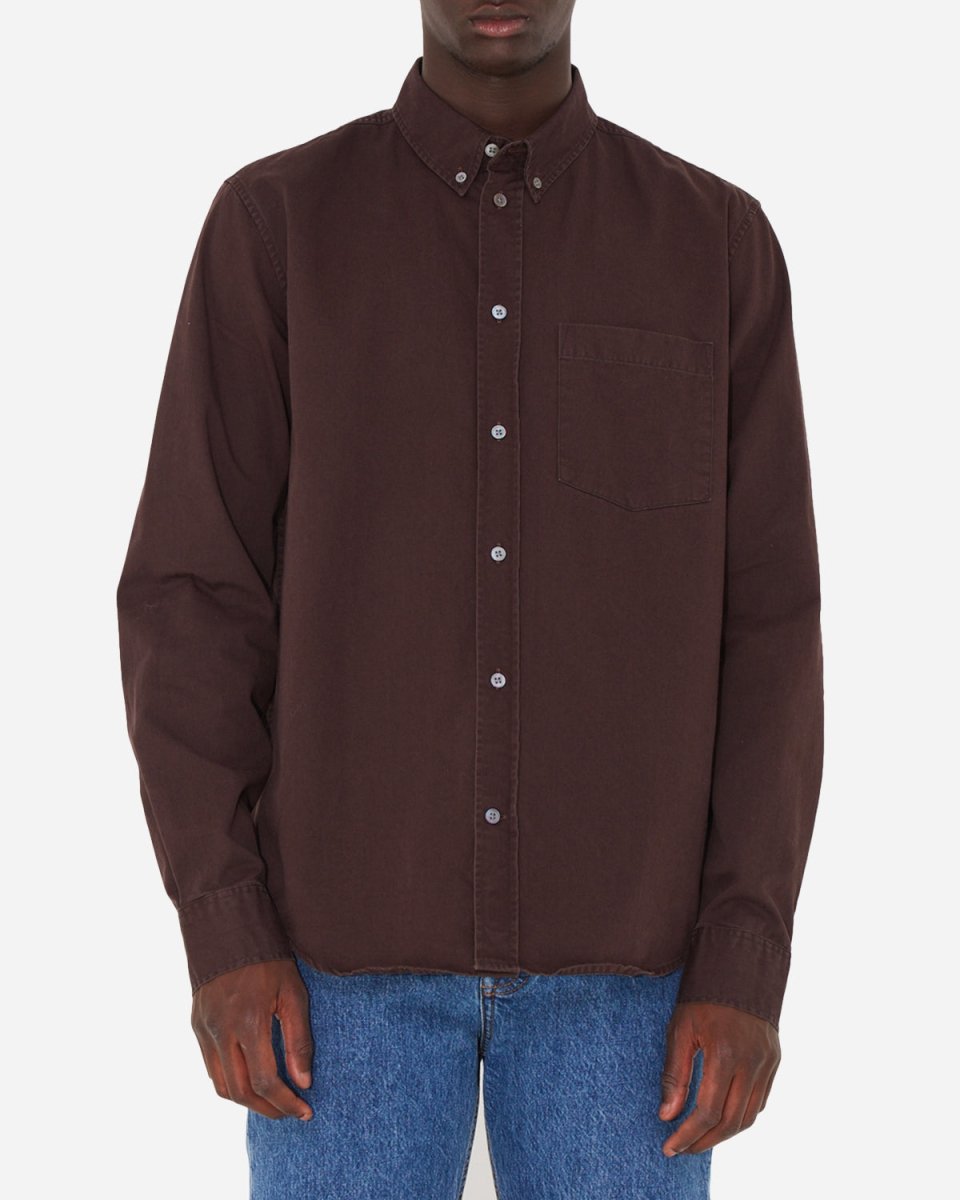 Andrew Classic Denim Shirt - Dark Coffee - WOOD WOOD - Munkstore.dk