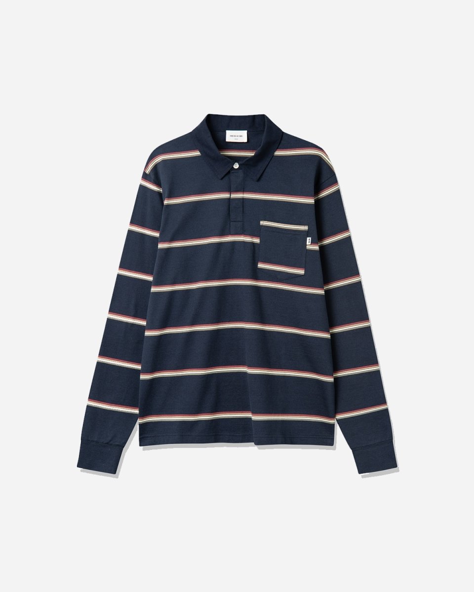 Beck polo long sleeve - Navy Stripes - Munk Store