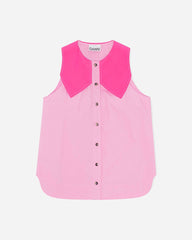 Block Cotton Sleeveless Shirt - Phlox Pink