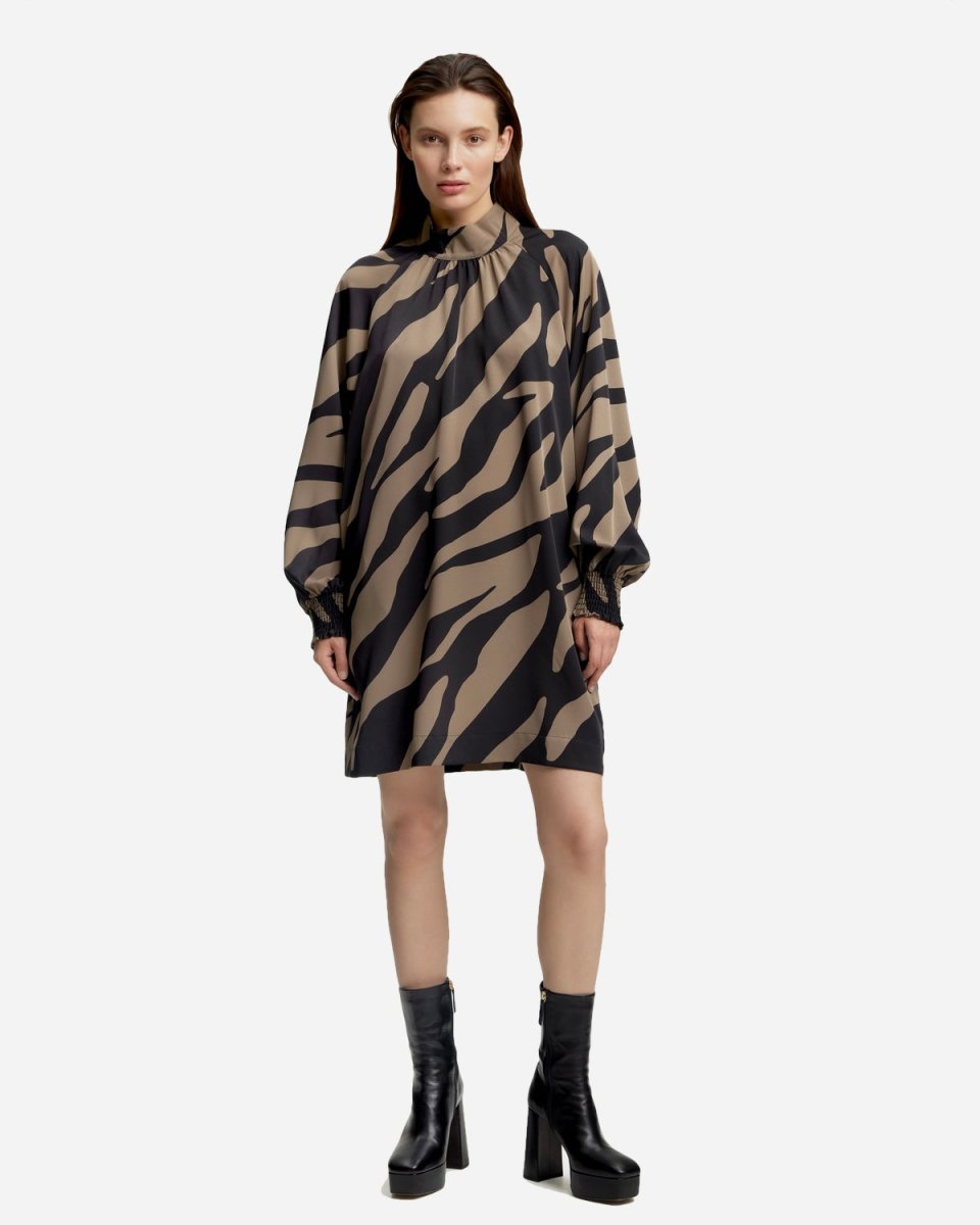 BothildeGZ LS Short Dress - Maxi Zebra Black/Walnut - Munk Store