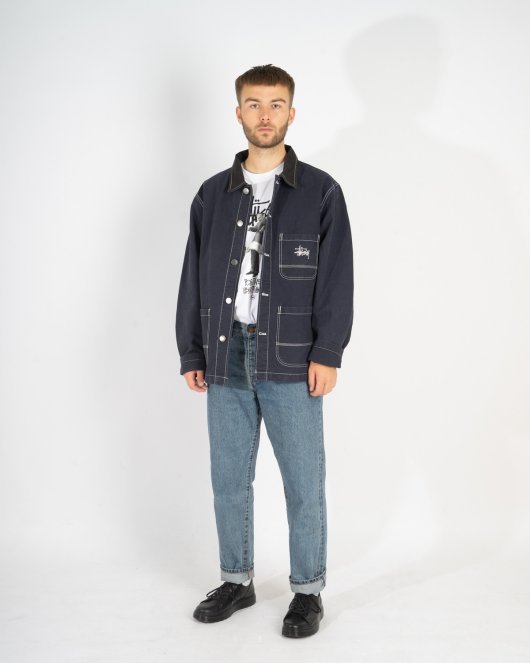 Brushed Moleskin Chore Jacket - Navy fra Stüssy | Munk Store