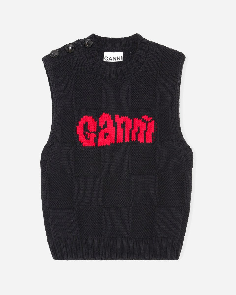 Cotton Rope Knit Vest - Black - Munk Store