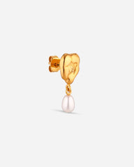 Drippy Earstud with Pearl Pendant - Gold