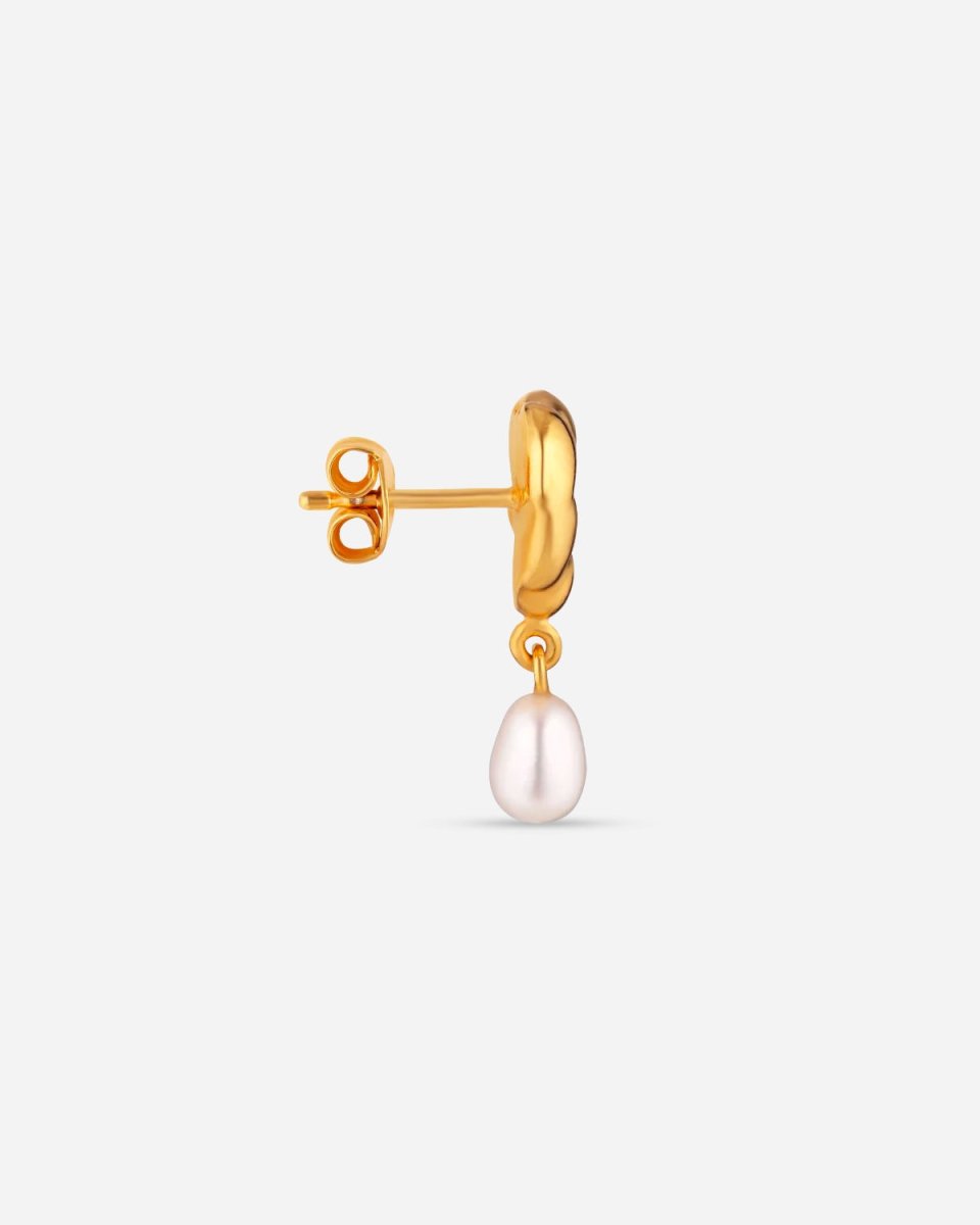 Drippy Earstud with Pearl Pendant - Gold - Munk Store