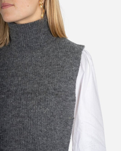 Elisha knit bib neck - Dark Grey Melange - Munk Store
