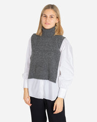 Elisha knit bib neck - Dark Grey Melange