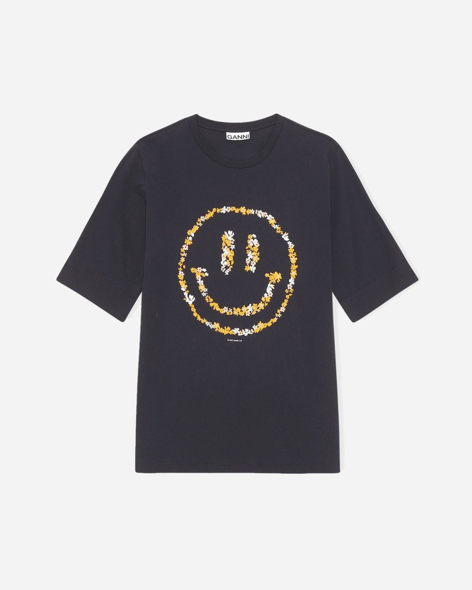 Floral Smiley Mid Sleeve T-shirt - Phantom - Munk Store