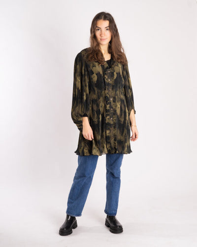 Pleated Georgette - Olive - Ganni - Munkstore.dk