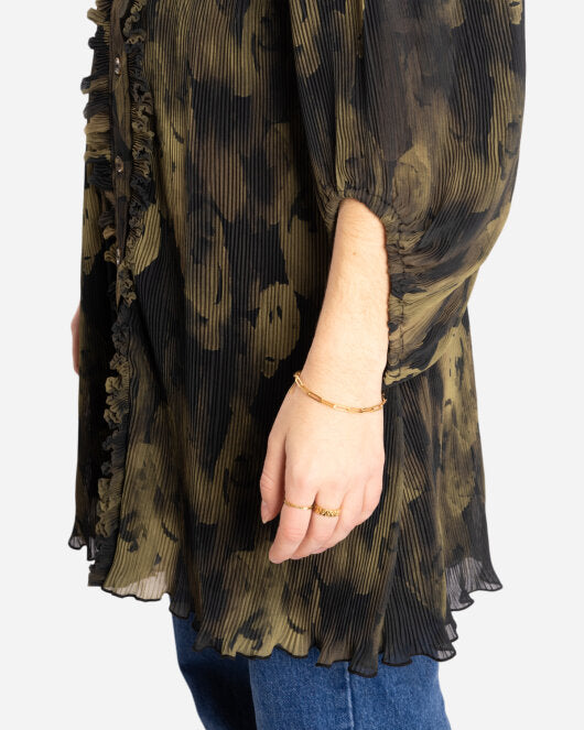 Pleated Georgette - Olive - Ganni - Munkstore.dk