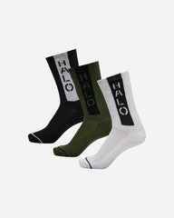Halo Logo Socks 3-Pack - Black/White/Army