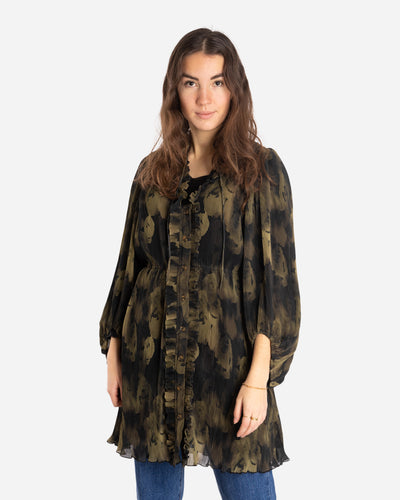 Pleated Georgette - Olive - Ganni - Munkstore.dk