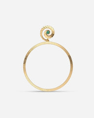 Impression Hoop With Emerald - Guld