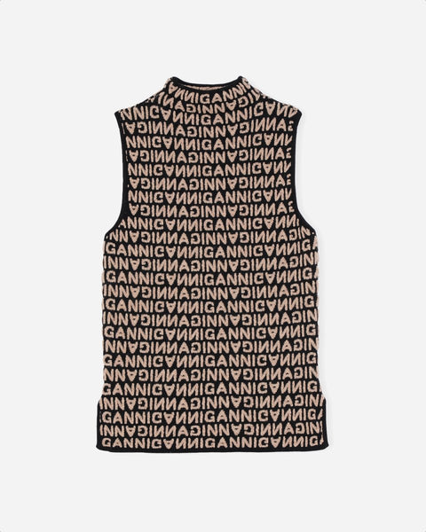Vest Ganni Jacquard Knit Sweater GANNI Leopard-jacquard Vest