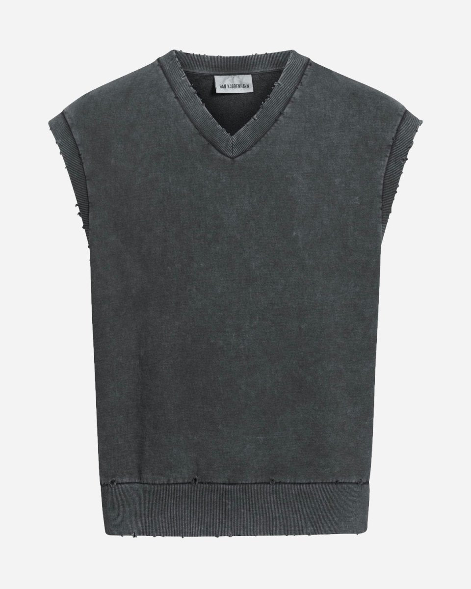 Men Distressed Vest - Dark Grey - Munk Store