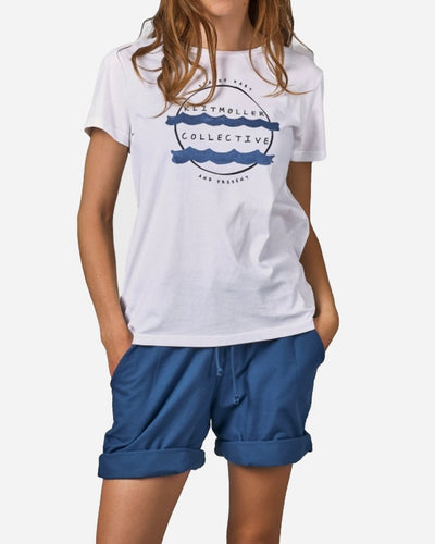 Mette Tee - White/Petrol - Munk Store