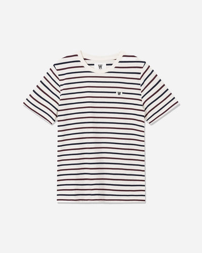 Mia Stripe T-Shirt - Off White/Burgundy - Munk Store