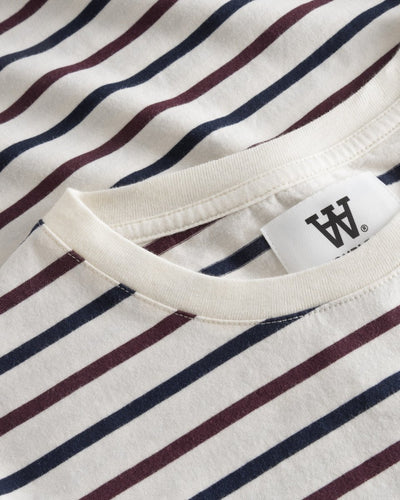 Mia Stripe T-Shirt - Off White/Burgundy - Munk Store