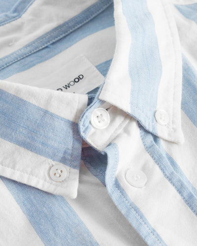 Michael Wide Stripe Shirt - White/Blue - Munk Store