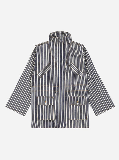 Mixed Stripe Denim Jacket - Dark Indigo - Munk Store
