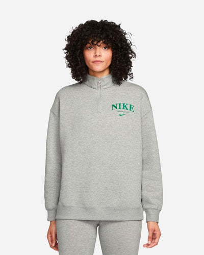 Nike Sportswear Women's Quarter Zip - Dark Grey Heather/Malachite - Munk Store
