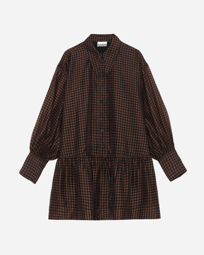 Organza Oversized Mini Dress - French Roast - Munk Store