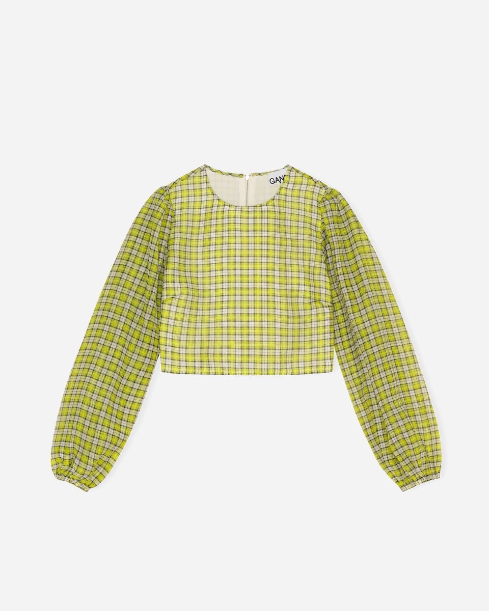 Organza Wide Sleeved Blouse - Check Sulphur Spring - Munk Store