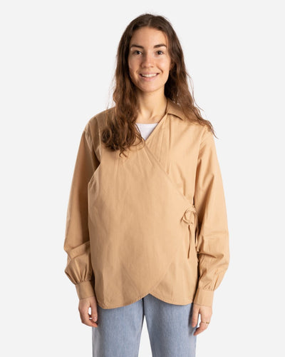 Oversized Overlap Blouse - Beige - Munk Store