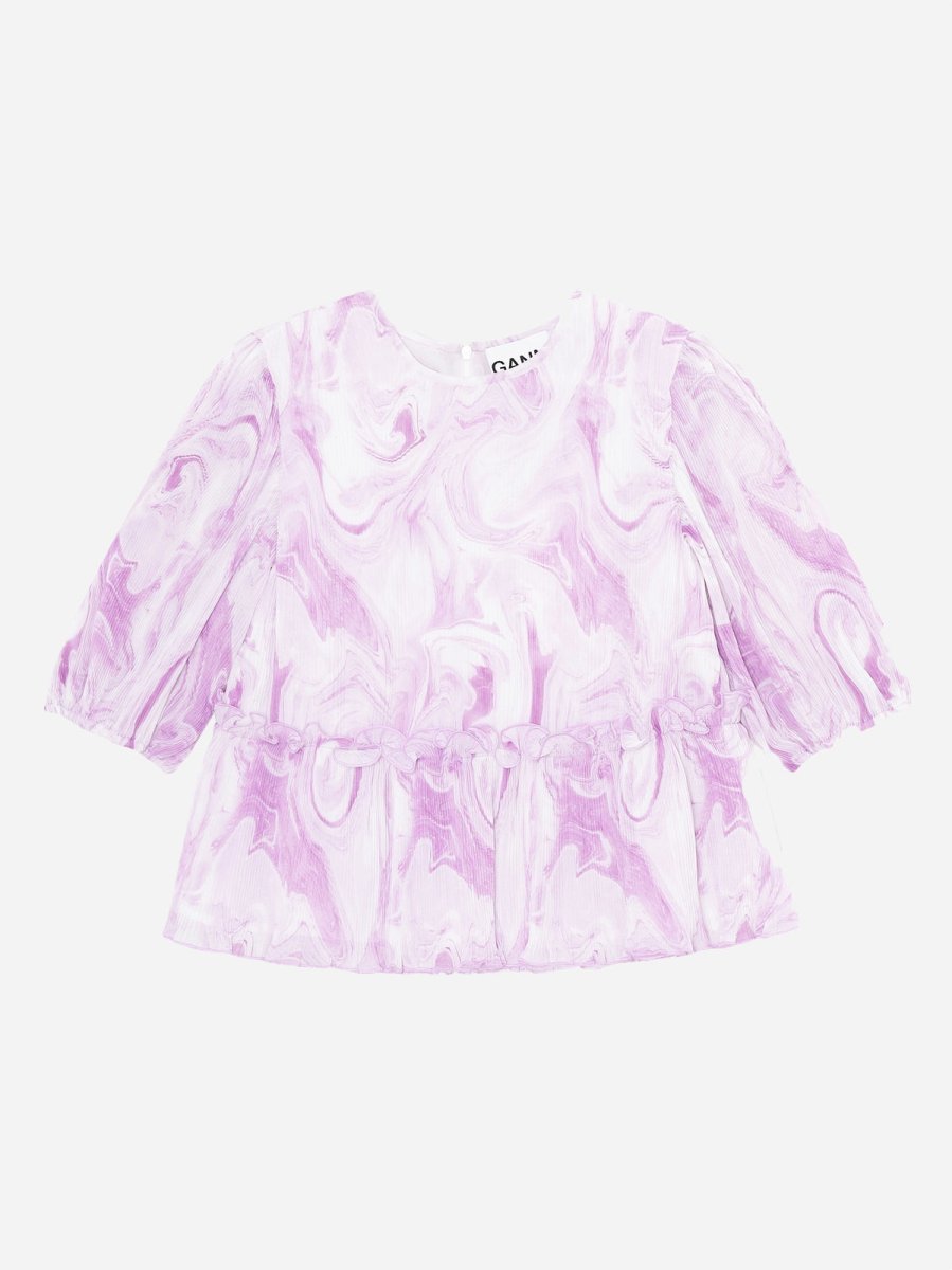 Pleated Georgette Blouse - Orchid Bloom - Munk Store