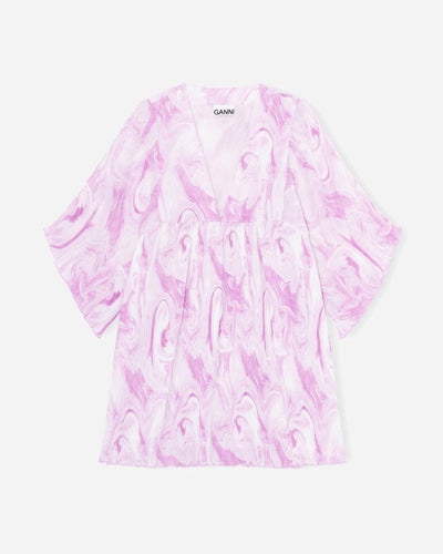 Pleated Georgette Mini Dress - Orchid - Munk Store