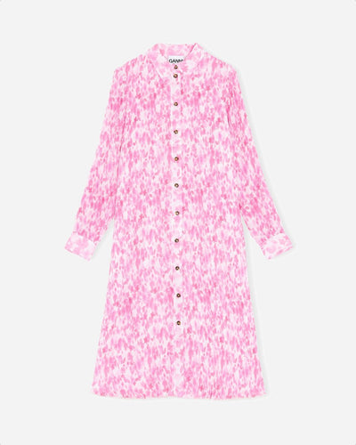 Pleated Georgette Shirt Dress - Sweet Lilac - Munk Store
