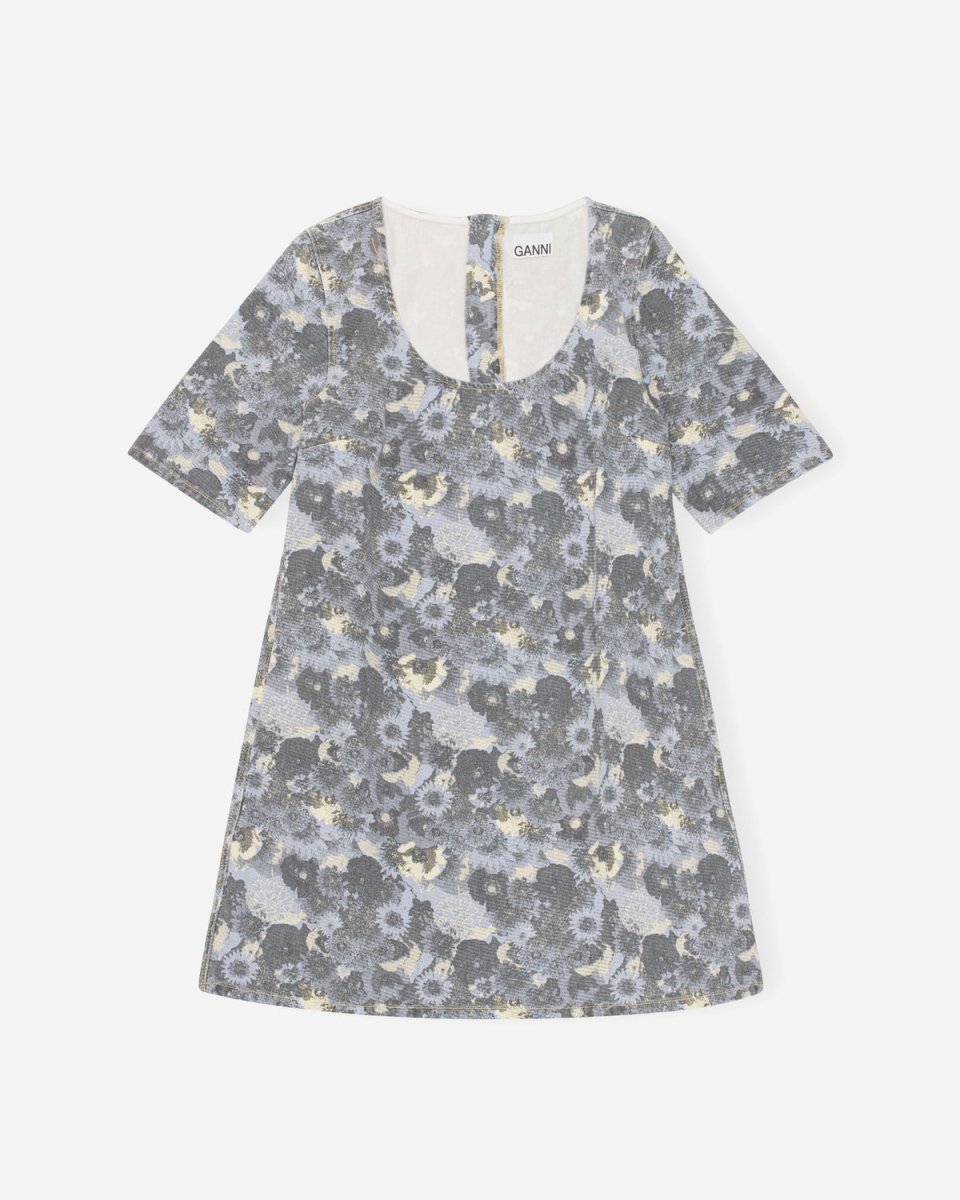 Print Denim Mini Dress - Brunnera Blue - Munk Store