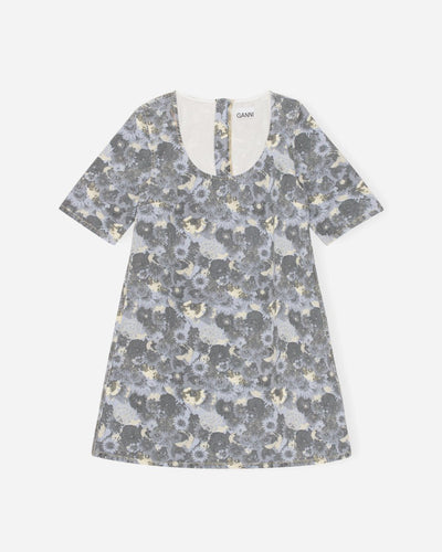 Print Denim Mini Dress - Brunnera Blue - Munk Store