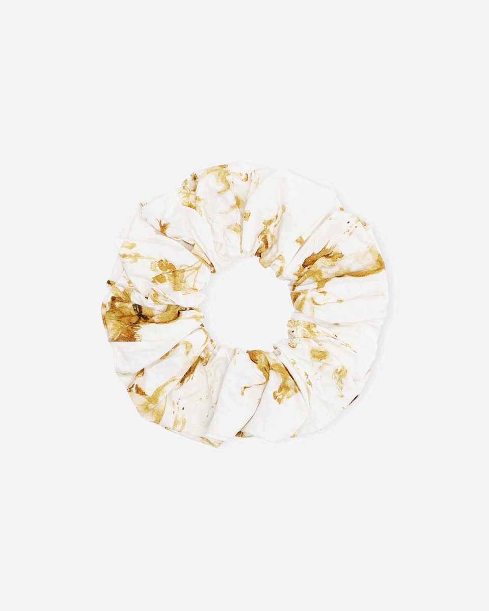 Printed Cotton Poplin Scrunchie - Cognac - Munk Store