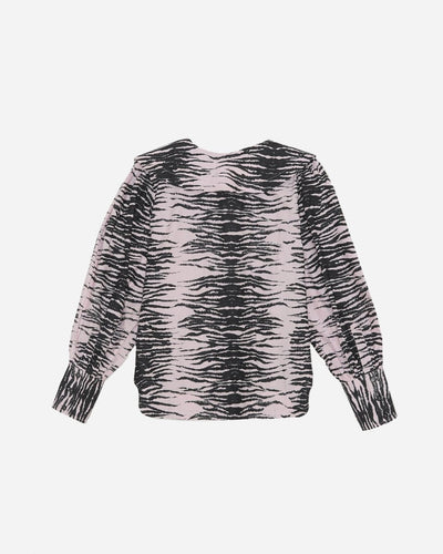 Printed Cotton V-Nech Shirt - Light Lilac - Munk Store