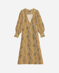 Printed Crepe Wrap Dress - Bright Marigold