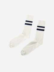 Retro Cotton Socks - Cream/Navy