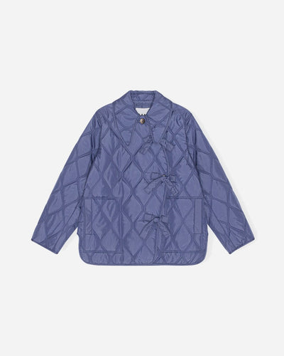 Ripstop Quilt Asymmetric Jacket - Gray Blue - Munk Store